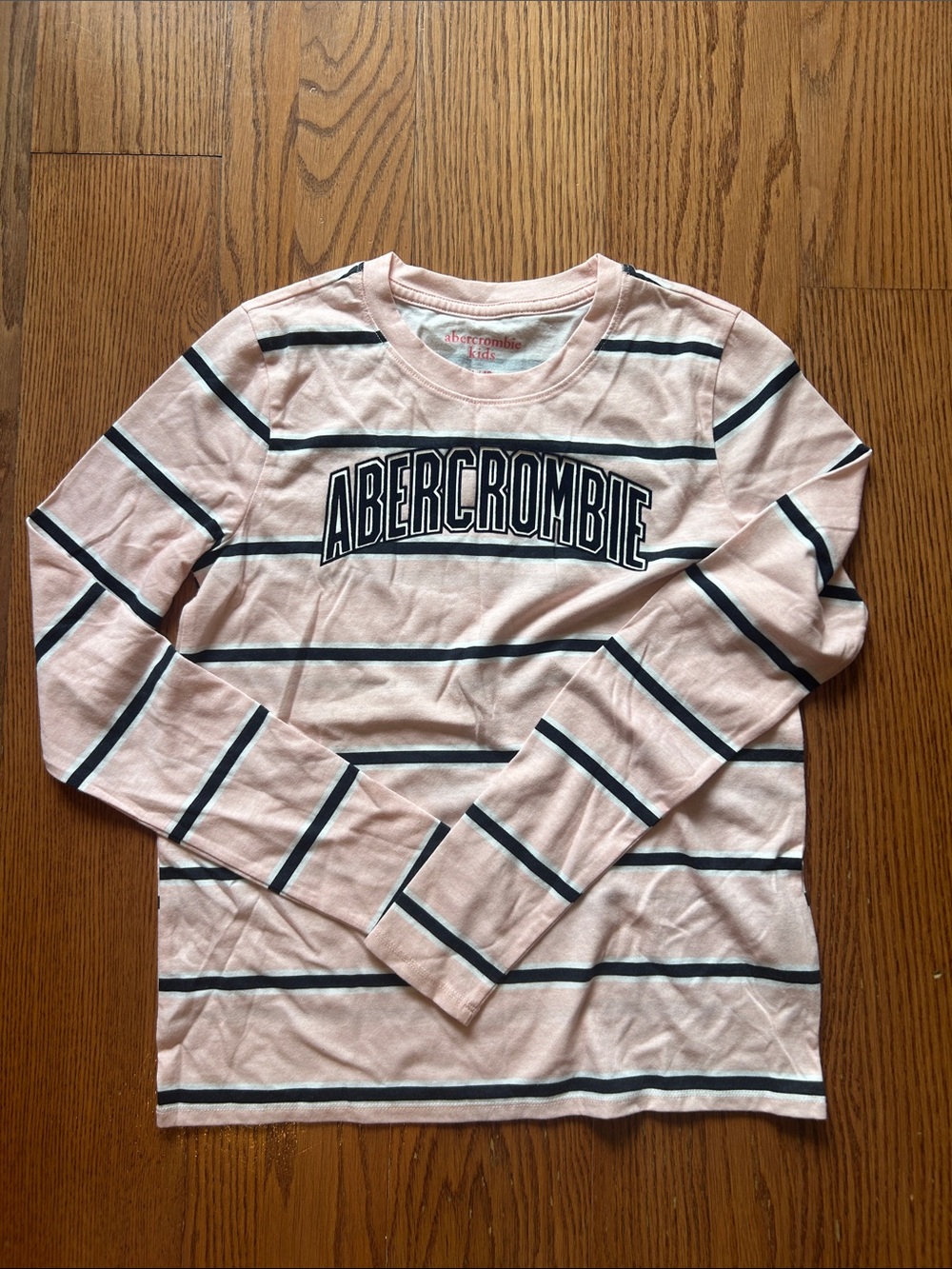 abercrombie kids Pink and Navy Striped Long-Sleeve Tee